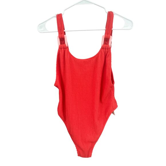 Aerie Swimwear NWT Ribbed Rib Back Cut Orange One Piece Swimsuit Large NEW - Picture 1 of 6
